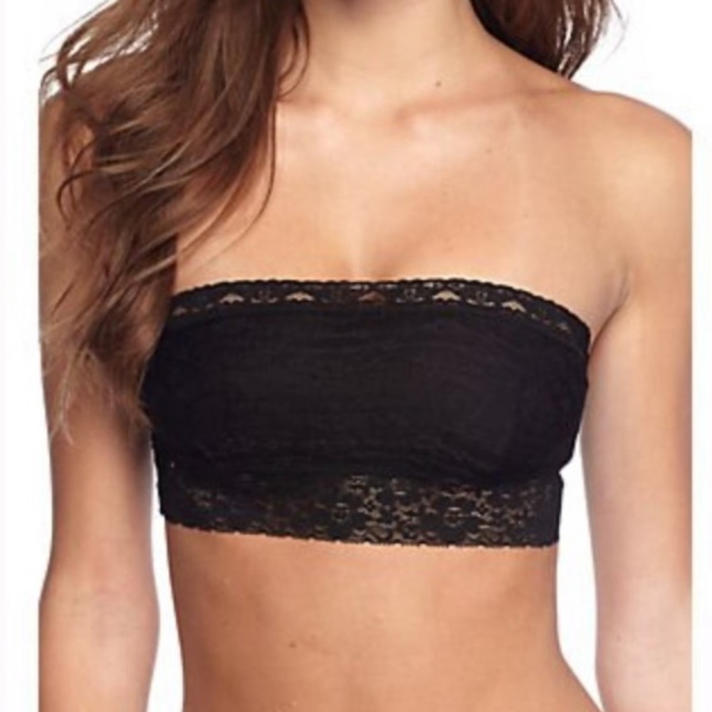 Free People Scallop Black Lace Bandeau Strapless Bra XS/Small NEW